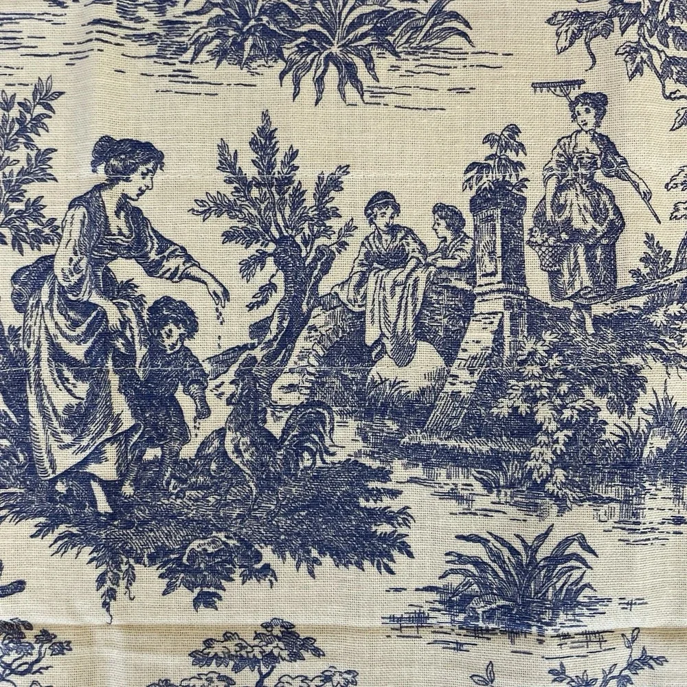Waverly Charmed Life Fairfield Valance Blue Ivory Toile Gingham‎ 76x17 USA